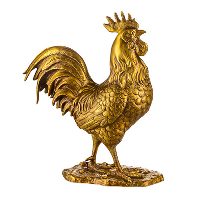 卡斯特兰纯铜公鸡生肖鸡摆件客厅