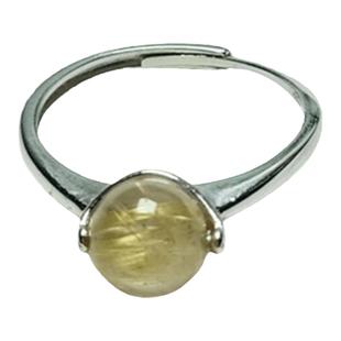 天然金发晶开口戒指黄发晶指环黄水晶转运珠戒指女可调节戒子饰品