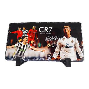 足球爱好者C罗克罗斯周边劳尔纪念品创意天然千层岩摆件礼物