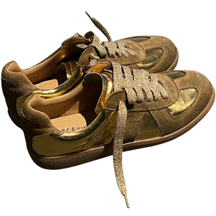 图巴客金色做旧复古德迅阿甘鞋女平底休闲时尚运动鞋情侣真皮板鞋