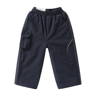 右欧男童女童加绒裤子防水保暖纯色山系冬季新款童装儿童直筒长裤