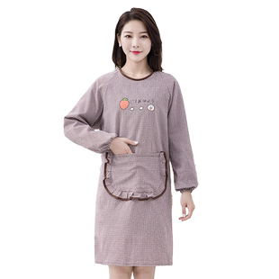 围裙家用厨房纯棉长袖时尚女韩版洋气2026新款工作服夏季薄款罩衣