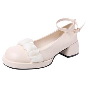 时尚部落粗跟玛丽珍高跟鞋子女夏季2023年春秋新款小皮鞋低跟单鞋