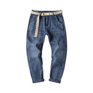 新疆棉弹力牛仔裤男夏季2026新款潮牌宽松锥形冰氧吧薄款九分裤子