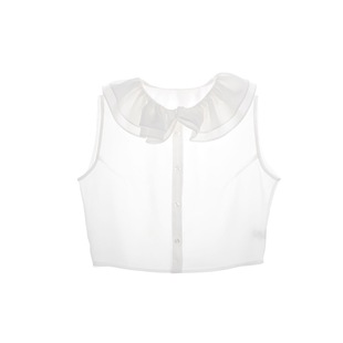 TT unique 随想铺 法式风格 清新奶白色雪纺柔美荷叶边褶皱假领子