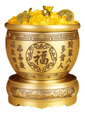 黄铜米缸百福铜缸聚宝盆家居摆件