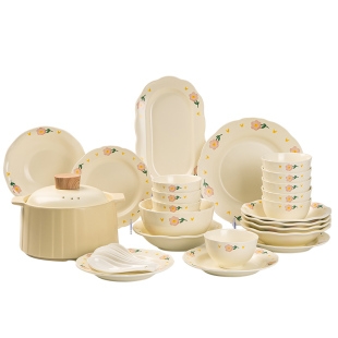 碗碟套装家用2025新款高颜值餐具碗盘套装家用奶油风乔迁结婚礼物