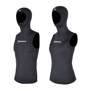 Bestdive 3mm超弹带帽无拉链背心男女潜水专业潜水服马甲保暖衣