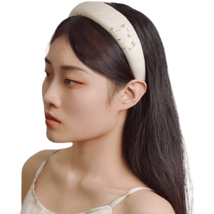 L9000/原创设计刺绣发箍带钻海绵新中式秋头颅高大脸显小水钻头饰