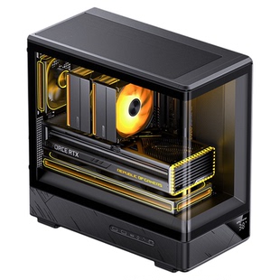 乔思伯D200海景房无立柱数显屏MATX曲面玻璃240水冷游戏电脑机箱