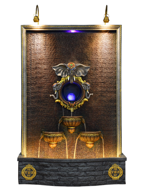 欧式风会所餐厅鱼池孔雀水幕墙