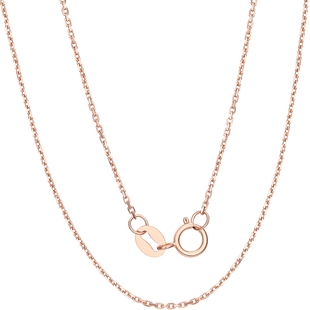 潮宏基方格O字链18K金玫瑰金素链项链红白黄彩金锁骨链L生日礼物