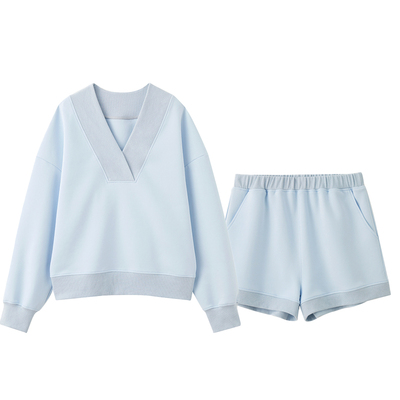 松弛感春季休闲V领宽松卫衣套装
