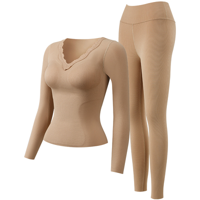 猫人保暖内衣女带胸垫加绒德绒