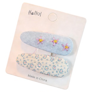 儿童碎花发夹宝宝棉麻布艺刺绣刘海夹碎发夹婴幼儿可爱小夹子发饰