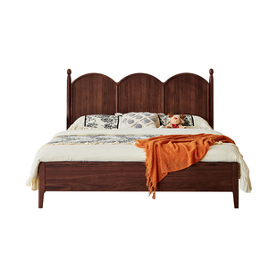 乌金木全实木床中古风黑胡桃木色实木床家用双人床主卧大床1米8床