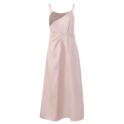 BLANCORE收腰拼色网纱连衣裙