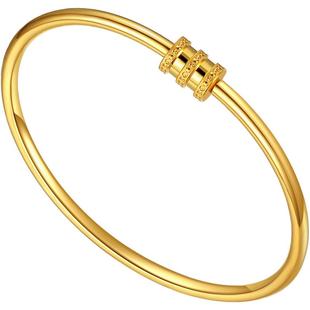 潮宏基小蛮腰黄金手镯足金金镯子空心结婚三金送女友礼物 计价 H