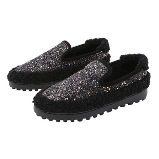 欧货毛毛鞋女冬外穿厚底2025新款加绒豆豆鞋棉瓢鞋34码女鞋小码33