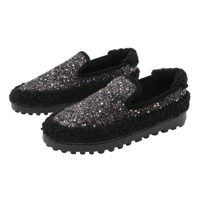 毛毛鞋女秋冬外穿厚底豆豆鞋