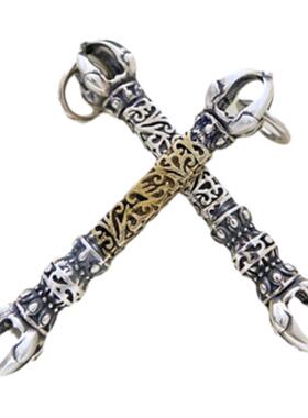 梅卡s925纯银降魔杵男女款民族风项链吊坠个性饰品藏式金刚杵挂件