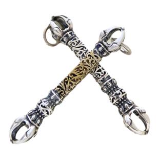 梅卡s925纯银降魔杵男女款民族风项链吊坠个性饰品藏式金刚杵挂件