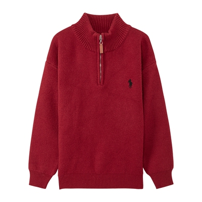 左西男童红色毛衣2025新款秋冬