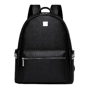 高级感压花编织皮质今年流行的双肩包大容量电脑背包大学生旅行包