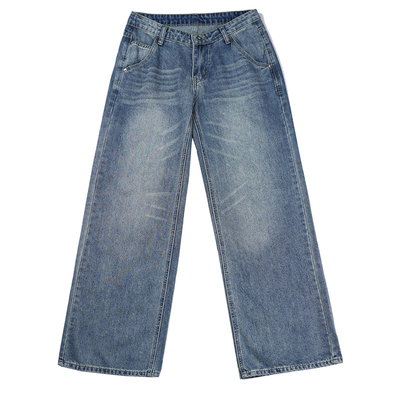 复古美式阔腿牛仔裤女宽松显瘦