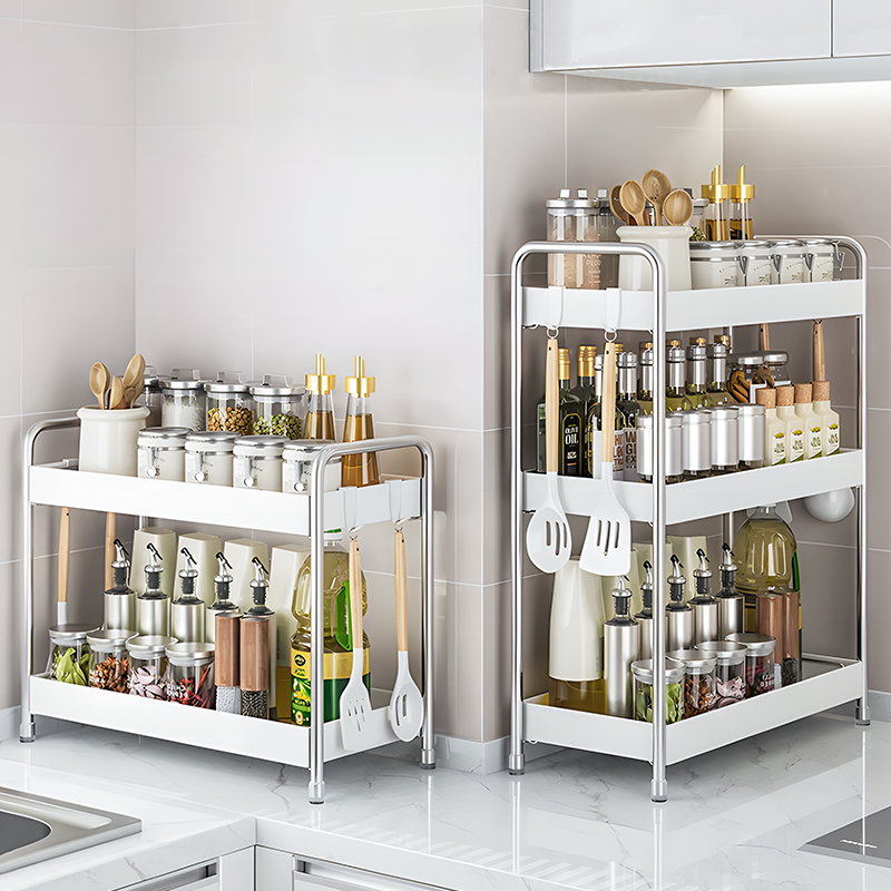 圣西陶厨房调料置物架不锈钢台面家用窄小调味品油盐酱醋收纳架子