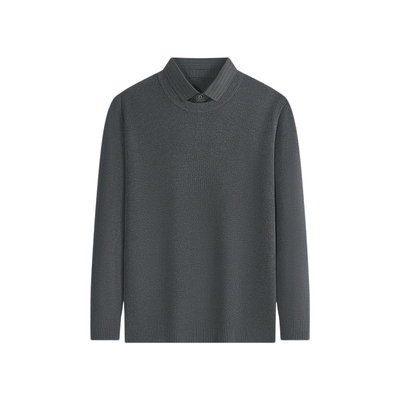 杉杉高克重保暖弹力假两件毛衣