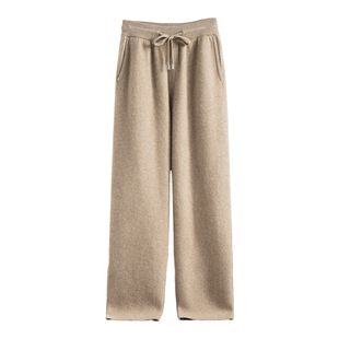 男士阔腿直筒羊绒裤~100纯山羊绒男裤外穿休闲简约加厚运动裤长裤