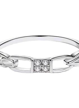 D色莫桑石微镶链条戒指