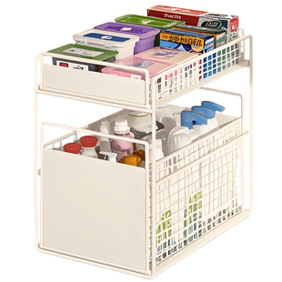 浴室柜下水槽置物架抽拉式双层柜内专用拉篮卫生间收纳柜分层架子