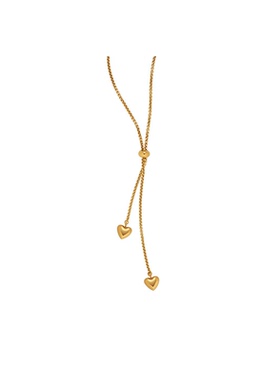 双爱心吊坠抽拉项链心心相印桃心简约百搭气质轻奢高级感毛衣HM04