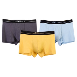 鹿人纯棉男士平角内裤全棉透气抗菌冬季纯色无痕弹力运动四角7256