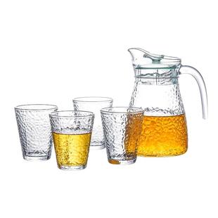 乐唯诗锤纹冷水壶玻璃杯套装凉水壶大容量玻璃泡茶壶冷泡家用水杯