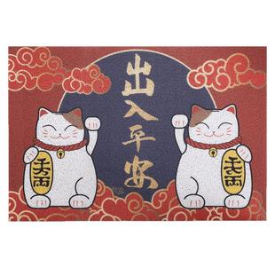 招财猫门口地垫进门可裁剪入户门垫丝圈家用脚垫地毯入门出入平安