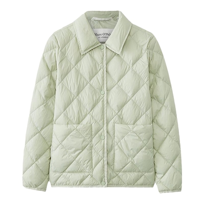 MOP菱格纹衬衫式轻薄羽绒服女