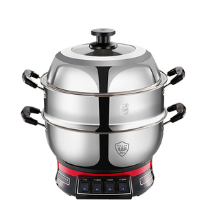 304不锈钢加厚电蒸锅蒸笼家用三层大容量电热锅多功能蒸煮一体锅