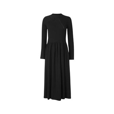 sdeer罗纹镂空碎褶针织连衣裙