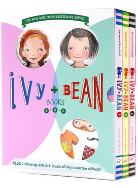 进口英文原版 Ivy and Bean艾薇和豆豆4-6册礼盒装 7-14岁儿童桥梁章节书女孩课外阅读插图故事 英语读物纽约时报畅销书附精美贴纸