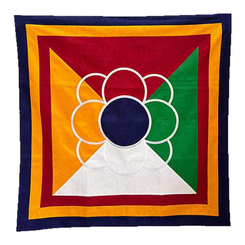 精品加厚五色莲花刺绣曼扎布供佛专用曼茶罗布供桌布垫布1米*1米
