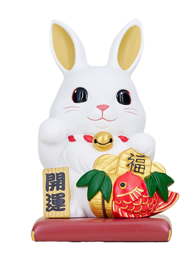 【现货捡漏】日本可爱卡通开运招财日式生肖兔动物办公桌面小摆件