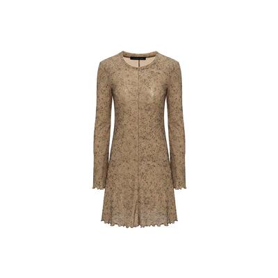 古力娜扎同款印花细闪透感连衣裙