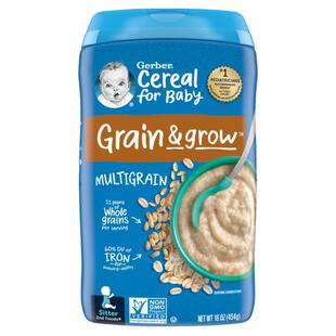 Gerber嘉宝燕麦片宝宝全谷物婴儿辅食大脑发育矿物质维生素宝宝成