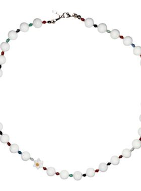 圆珠链女可爱小花手工串珠项链