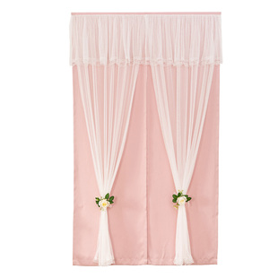 免打孔免轨道遮光公主风网红抖音ins定制窗帘出租房魔术粘贴窗帘
