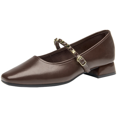 通勤鞋时尚休闲一字扣方跟低跟