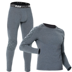 52025太空棉加厚加绒三层男保暖内衣女士运动冬季护膝保暖老寒腿